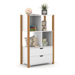 Armário Organizador Kids Liv com 2 Portas e 2 Gavetas Branco Soft/Freijó - Matic Móveis  Armário Organizador Kids Liv com 2 Portas e 2 Gavetas Branco Soft/Freijó - Matic Móveis