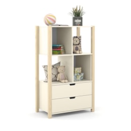Armário Organizador Kids Liv com 2 Portas e 2 Gavetas Off White/Natural - Matic Móveis Armário Organizador Kids Liv com 2 Portas e 2 Gavetas Off White/Natural - Matic Móveis