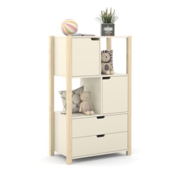Armário Organizador Kids Liv com 2 Portas e 2 Gavetas Off White/Natural - Matic Móveis Armário Organizador Kids Liv com 2 Portas e 2 Gavetas Off White/Natural - Matic Móveis