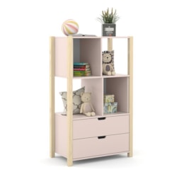 Armário Organizador Kids Liv com 2 Portas e 2 Gavetas Rosê/Natural - Matic Móveis Armário Organizador Kids Liv com 2 Portas e 2 Gavetas Rosê/Natural - Matic Móveis