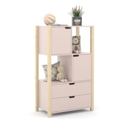Armário Organizador Kids Liv com 2 Portas e 2 Gavetas Rosê/Natural - Matic Móveis Armário Organizador Kids Liv com 2 Portas e 2 Gavetas Rosê/Natural - Matic Móveis