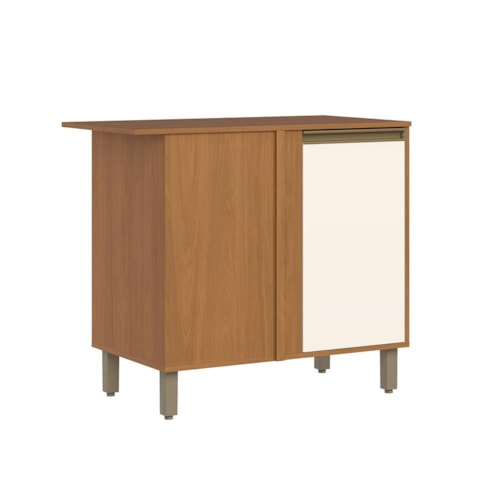 Balcão 01 Porta Canto Reto Venaly Cinamomo/Off White - Móveis Henn