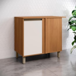 Balcão 01 Porta Canto Reto Venaly Cinamomo/Off White - Móveis Henn