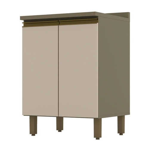 Balcão 2 Portas 60cm Connect Duna/Cristal com Tampo - Móveis Henn