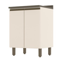 Balcão 2 Portas 60cm Connect Off White/Duna com Tampo - Móveis Henn Balcão 2 Portas 60cm Connect Off White/Duna com Tampo - Móveis Henn