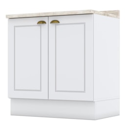 Balcão 2 Portas 80cm Americana Branco com Tampo Calcare - Móveis Henn Balcão 2 Portas 80cm Americana Branco com Tampo Calcare - Móveis Henn