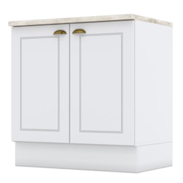 Balcão 2 Portas 80cm Americana Branco com Tampo Cooktop Calcare - Móveis Henn Balcão 2 Portas 80cm Americana Branco com Tampo Cooktop Calcare - Móveis Henn