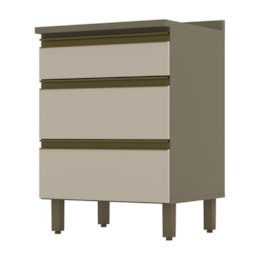 Balcão 3 Gavetas 60cm Duna/Cristal com Tampo Connect - Móveis Henn  Balcão 3 Gavetas 60cm Duna/Cristal com Tampo Connect - Móveis Henn