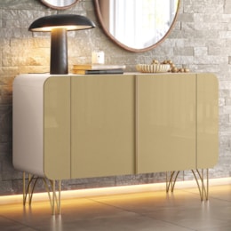 Balcão Buffet Benvenuto 2 Portas Off White/Champanhe - HB Móveis