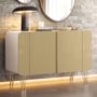 Balcão Buffet Benvenuto 2 Portas Off White/Champanhe - HB Móveis