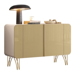 Balcão Buffet Benvenuto 2 Portas Off White/Champanhe - HB Móveis