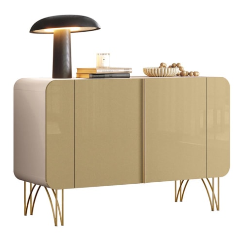 Balcão Buffet Benvenuto 2 Portas Off White/Champanhe - HB Móveis