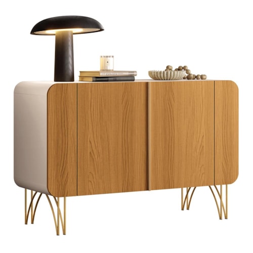 Balcão Buffet Benvenuto 2 Portas Off White/Cinamomo - HB Móveis