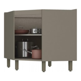 Balcão Canto Oblíquo 1 Porta sem Tampo Connect Duna/Cristal - Móveis Henn Balcão Canto Oblíquo 1 Porta sem Tampo Connect Duna/Cristal - Móveis Henn