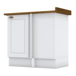 Balcão Canto Reto 1 Porta Americana Branco com Tampo Nature - Móveis Henn Balcão Canto Reto 1 Porta Americana Branco com Tampo Nature - Móveis Henn