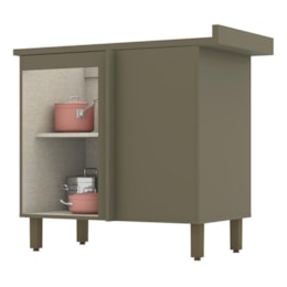 Balcão Canto Reto 1 Porta com Tampo Connect Duna/Cristal - Móveis Henn Balcão Canto Reto 1 Porta com Tampo Connect Duna/Cristal - Móveis Henn
