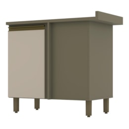 Balcão Canto Reto 1 Porta com Tampo Connect Duna/Cristal - Móveis Henn Balcão Canto Reto 1 Porta com Tampo Connect Duna/Cristal - Móveis Henn