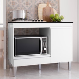 Balcão Cooktop Carla 105cm com 1 Porta Branco - AJL Móveis Balcão Cooktop Carla 105cm com 1 Porta Branco - AJL Móveis