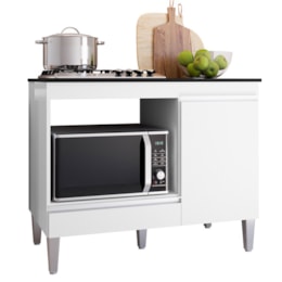 Balcão Cooktop Carla 105cm com 1 Porta Branco - AJL Móveis Balcão Cooktop Carla 105cm com 1 Porta Branco - AJL Móveis