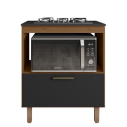 Balcão Cooktop Master 1 Porta Nature/Preto - Zanzini Móveis 