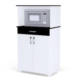 Balcão Cozinha para Micro-ondas Carina Branco/Preto - AJL Móveis Balcão Cozinha para Micro-ondas Carina Branco/Preto - AJL Móveis