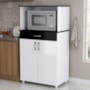 Balcão Cozinha para Micro-ondas Carina Branco/Preto - AJL Móveis 