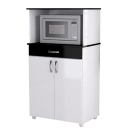 Balcão Cozinha para Micro-ondas Carina Branco/Preto - AJL Móveis 