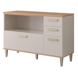 Balcão de Cozinha Bella 120cm Off White/Freijó com Tampo MDF - MGM Balcão de Cozinha Bella 120cm Off White/Freijó com Tampo MDF - MGM
