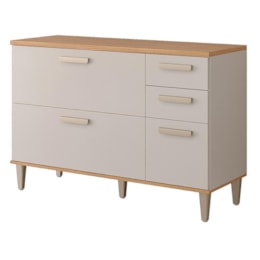 Balcão de Cozinha Bella 120cm Off White/Freijó com Tampo MDF - MGM Balcão de Cozinha Bella 120cm Off White/Freijó com Tampo MDF - MGM