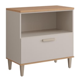 Balcão de Cozinha Bella 80cm Off White/Freijó com Tampo MDF - MGM Balcão de Cozinha Bella 80cm Off White/Freijó com Tampo MDF - MGM