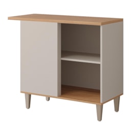 Balcão de Cozinha Bella Canto Reto 94cm Off White/Freijó com Tampo MDF - MGM Balcão de Cozinha Bella Canto Reto 94cm Off White/Freijó com Tampo MDF - MGM