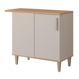 Balcão de Cozinha Bella Canto Reto 94cm Off White/Freijó com Tampo MDF - MGM Balcão de Cozinha Bella Canto Reto 94cm Off White/Freijó com Tampo MDF - MGM