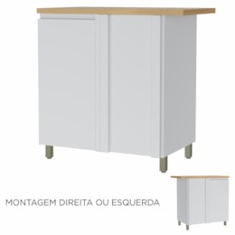 Balcão de Cozinha Canto Reto Rainha 92x52cm 1 Porta Branco/Nature - Nesher