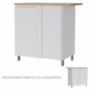 Balcão de Cozinha Canto Reto Rainha 92x52cm 1 Porta Branco/Nature - Nesher