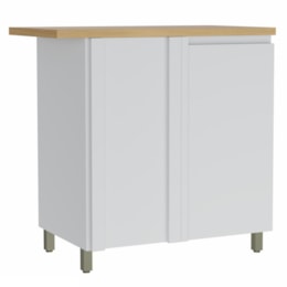 Balcão de Cozinha Canto Reto Rainha 92x52cm 1 Porta Branco/Nature - Nesher