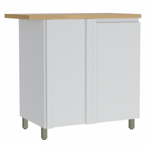 Balcão de Cozinha Canto Reto Rainha 92x52cm 1 Porta Branco/Nature - Nesher