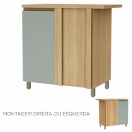 Balcão de Cozinha Canto Reto Rainha 92x52cm 1 Porta Nature/Verde - Nesher