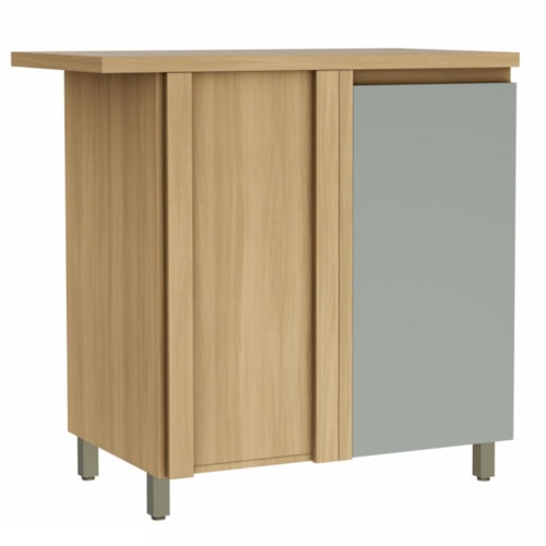 Balcão de Cozinha Canto Reto Rainha 92x52cm 1 Porta Nature/Verde - Nesher