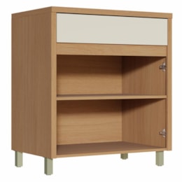 Balcão de Cozinha Condessa 80cm 2 Portas e 1 Gaveta Carvalho/Greige com Tampo MDF - Nesher