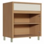 Balcão de Cozinha Condessa 80cm 2 Portas e 1 Gaveta Carvalho/Greige com Tampo MDF - Nesher