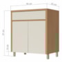 Balcão de Cozinha Condessa 80cm 2 Portas e 1 Gaveta Carvalho/Greige com Tampo MDF - Nesher