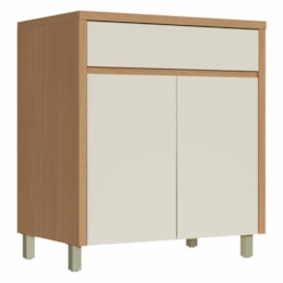 Balcão de Cozinha Condessa 80cm 2 Portas e 1 Gaveta Carvalho/Greige com Tampo MDF - Nesher