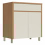 Balcão de Cozinha Condessa 80cm 2 Portas e 1 Gaveta Carvalho/Greige com Tampo MDF - Nesher