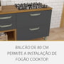 Balcão de Cozinha Cooktop Princesa 80cm 1 Porta e 1 Gaveta Freijó/Grafite - Nesher