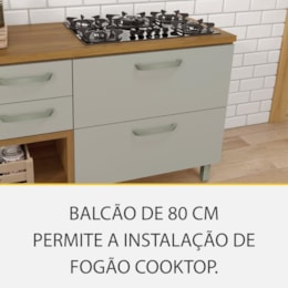 Balcão de Cozinha Cooktop Princesa 80cm 1 Porta e 1 Gaveta Freijó/Off White - Nesher