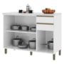 Balcão de Cozinha Dinamarca 120cm 3 Portas e 2 Gavetas Branco com Tampo MDP - Indékes 