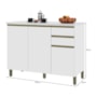 Balcão de Cozinha Dinamarca 120cm 3 Portas e 2 Gavetas Branco com Tampo MDP - Indékes 