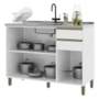 Balcão de Cozinha Dinamarca 120cm 3 Portas e 2 Gavetas Branco sem Tampo - Indékes