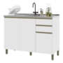 Balcão de Cozinha Dinamarca 120cm 3 Portas e 2 Gavetas Branco sem Tampo - Indékes