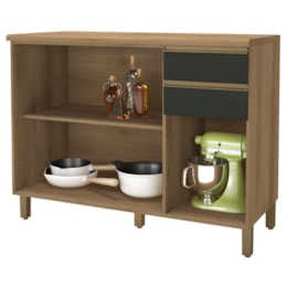 Balcão de Cozinha Dinamarca 120cm 3 Portas e 2 Gavetas Castani/Chumbo com Tampo MDP - Indékes